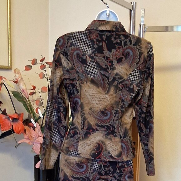 Preowned Dino Women’s Blazer Multi Color Printed Jacket Spring Fall Jackets 8 M - Picture 7 of 10